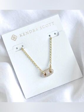 NWT [Kendra Scott] Bailey Gold Pave Pendant Necklace w/ White CZ Crystals